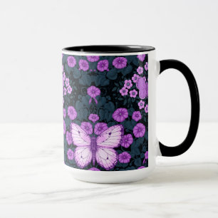 Schmetterlinge und Blume Symmetrie, Violett und Bl Tasse
