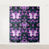 Schmetterlinge und Blume Symmetrie, Violett und Bl Wandteppich (Vorderseite)
