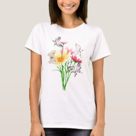 Schmetterlinge und Blume T-Shirt