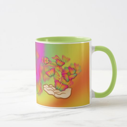 Schmetterlinge und Blume Tasse (Rechts)
