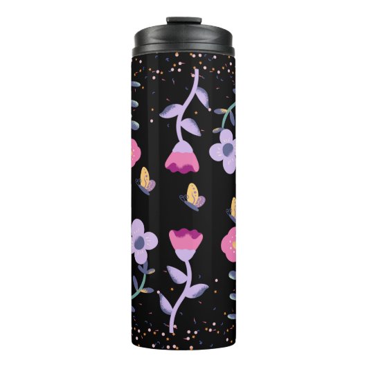 Schmetterlinge und Blume Thermosbecher (Vorderseite)