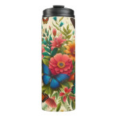 Schmetterlinge und Blume Thermosbecher (Vorderseite)