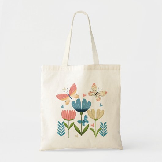 Schmetterlinge und Blume Tragetasche (Vorne)