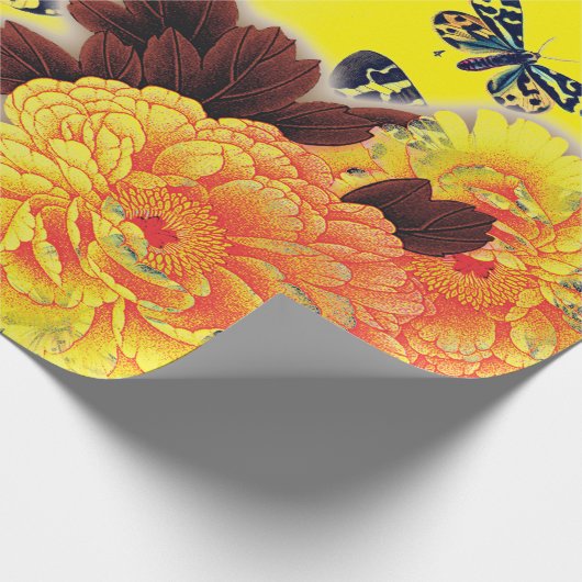 Schmetterlinge und BLUME Umschlagpapier Geschenkpapier (Ecke)