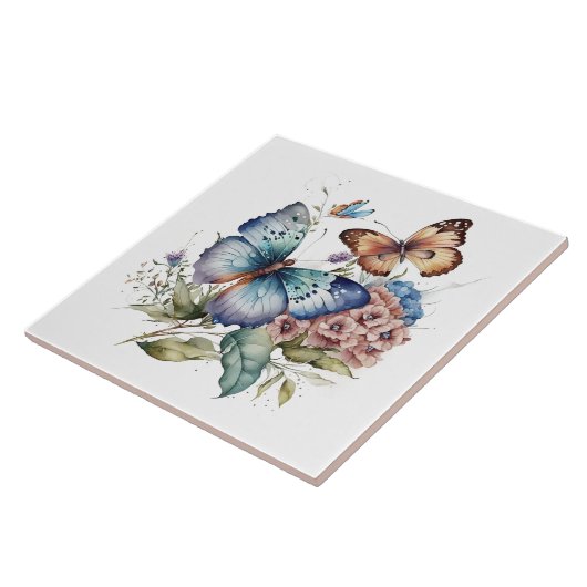 Schmetterlinge und Blume und Grünpflanzen Fliese (Seite)