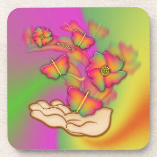 Schmetterlinge und Blume Untersetzer