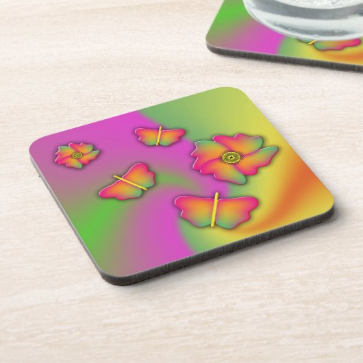 Schmetterlinge und Blume Untersetzer (Linke Seite)