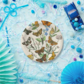 Schmetterlinge und Blume Vintage Illustration 1 Pappteller (Party)