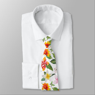 Schmetterlinge und Blumen auf Weiß Krawatte