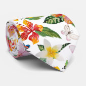 Schmetterlinge und Blumen auf Weiß Krawatte (Gerollt)