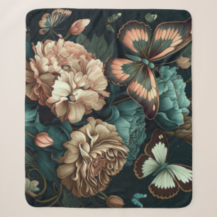 Schmetterlinge und Blumen dunkles klassisches Desi Sherpadecke