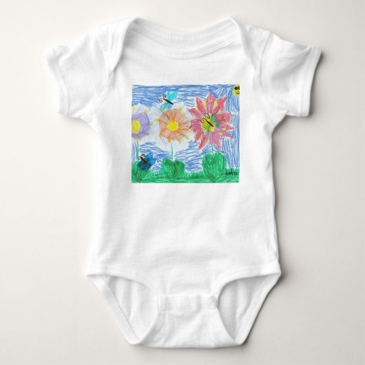 Schmetterlinge und Blumen durch John Baby Strampler (Vorderseite)