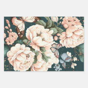 Schmetterlinge und Blumen Geschenkpapier Set