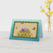 Schmetterlinge und Blumen Karte (Gelbe Blume)