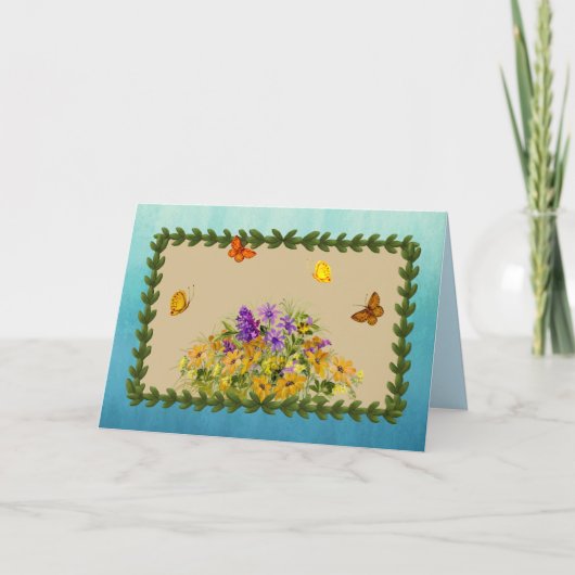 Schmetterlinge und Blumen Karte (Vorderseite)