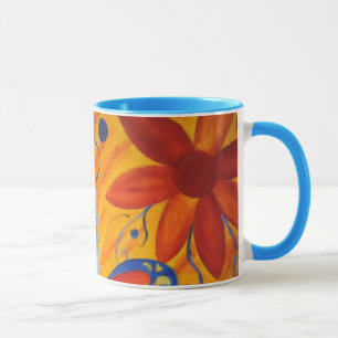 Schmetterlinge und Blumen Keramik Tasse