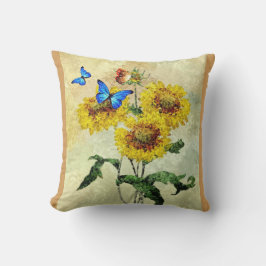 Schmetterlinge und Blumen Kissen - Gelb hinten