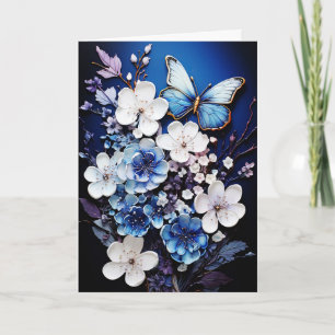 Schmetterlinge und Blumen Leere Grußkarte Karte