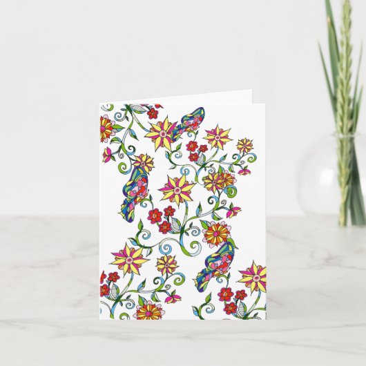 Schmetterlinge und Blumen Notecard (Vorderseite)