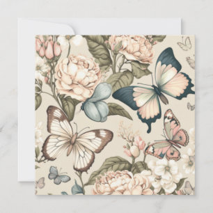 Schmetterlinge und Blumen Pastell Einladung
