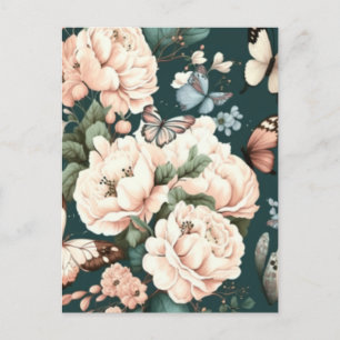 Schmetterlinge und Blumen Postkarte