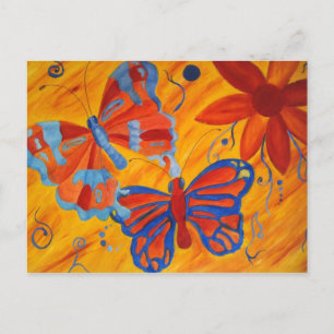 Schmetterlinge und Blumen Postkarte
