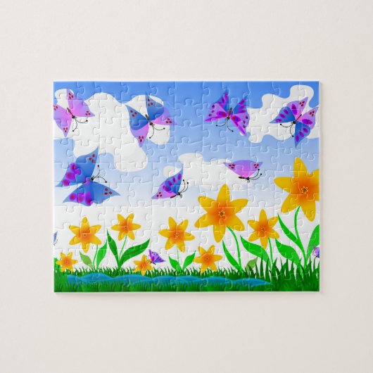 Schmetterlinge und Blumen Puzzle (Horizontal)