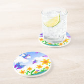 Schmetterlinge und Blumen Sandstein Untersetzer (Seite)