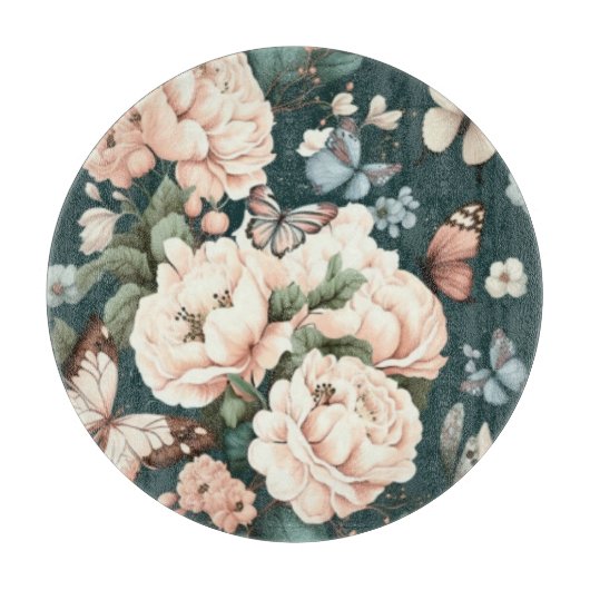 Schmetterlinge und Blumen Schneidebrett (Vorderseite)