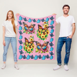 Schmetterlinge und Blumen sind die schönsten Di Fleecedecke