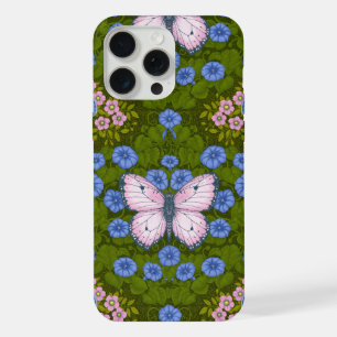 Schmetterlinge und Blumen Symmetrie, blau und rosa iPhone 15 Pro Max Hülle