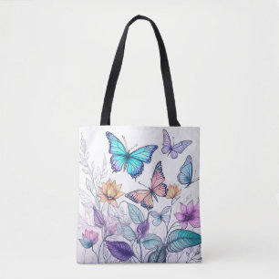 Schmetterlinge und Blumen Tasche