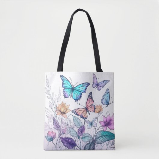 Schmetterlinge und Blumen Tasche (Vorderseite)