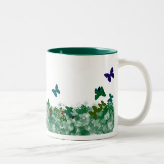 Schmetterlinge und Blumen Zweifarbige Tasse