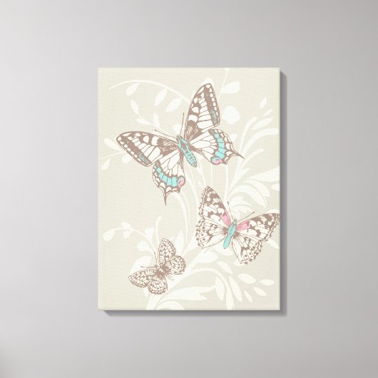 Schmetterlinge und Blumenblätter Leinwanddruck (Vorderseite)