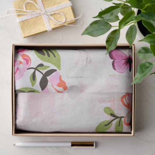 Schmetterlinge und Blumengrundierung Seidenpapier (Geschenk)