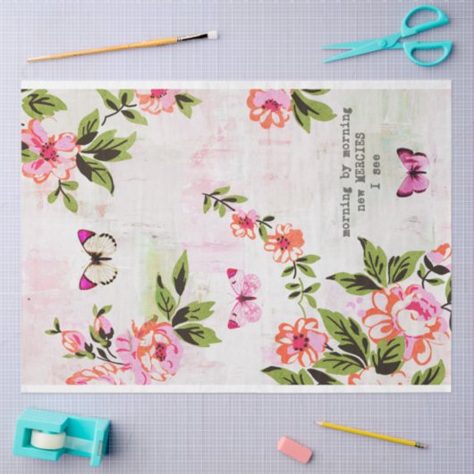 Schmetterlinge und Blumengrundierung Seidenpapier (Basteln)