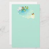 Schmetterlinge und Blüten der Blume Briefpapier (Vorne/Hinten)