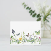Schmetterlinge und Blüten der Blume Postkarte (Stehend Vorderseite)