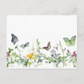 Schmetterlinge und Blüten der Blume Postkarte (Vorderseite)