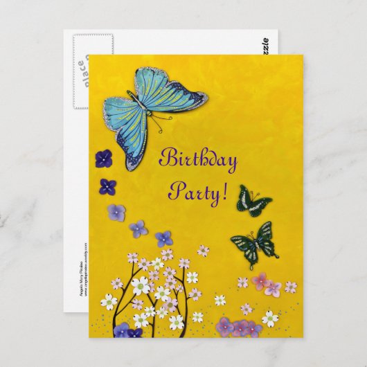 Schmetterlinge und Blüten Postkarte (Vorne/Hinten)