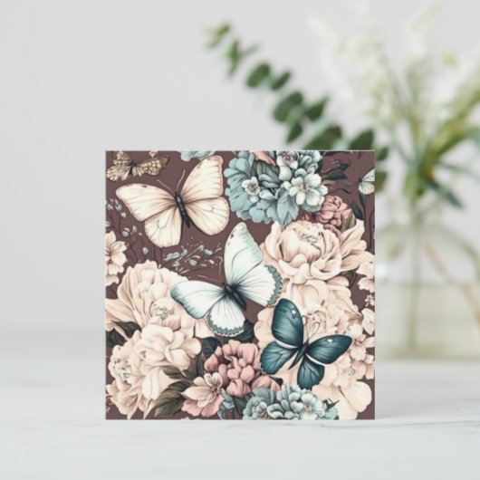 Schmetterlinge und braune Blume (Stehend Vorderseite)