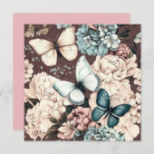Schmetterlinge und braune Blume Einladung (Vorne/Hinten)
