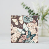 Schmetterlinge und braune Blume Einladung (Stehend Vorderseite)