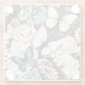 Schmetterlinge und braune Blume Glasuntersetzer (Rückseite)