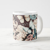 Schmetterlinge und braune Blume Jumbo-Tasse (Vorderseite Rechts)