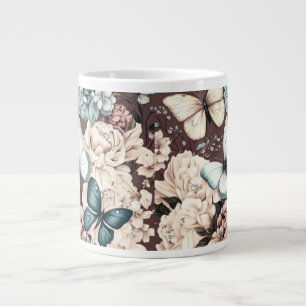 Schmetterlinge und braune Blume Jumbo-Tasse