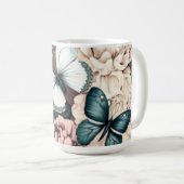 Schmetterlinge und braune Blume Kaffeetasse (VorderseiteRechts)
