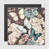 Schmetterlinge und braune Blume Magnetkarte (Vorne/Hinten)