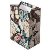 Schmetterlinge und braune Blume Mittlere Geschenktüte (Rückseite Schrägansicht)